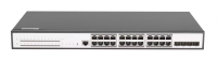 Управляемый PoE коммутатор GIGALINK, L2+ Stack, 24 10/1000/1000Мб/с PoE BASE-T, 4 порта 1/10Гб/с SFP+, 1 консольный порт, 400Вт