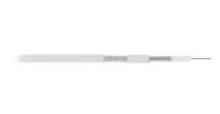 Кабель коаксиальный, RG-6, одножильный, CCS, внутренний, PVC, белый, 100м