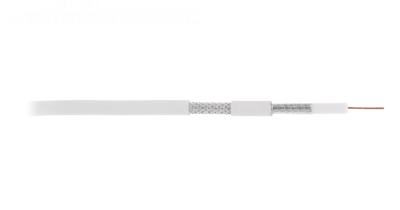 Кабель коаксиальный, RG-6, одножильный, CCS, внутренний, PVC, белый, 100м