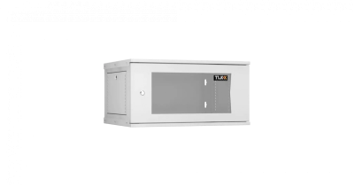 Шкаф настенный 6U, Ш600хГ450, стеклянная дверь, цельнометаллические стенки, серый