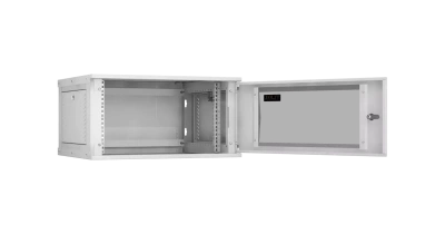 Шкаф настенный 6U, Ш600хГ450, стеклянная дверь, цельнометаллические стенки, серый