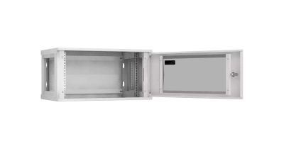 Шкаф настенный 6U, Ш600хГ350, стеклянная дверь, цельнометаллические стенки, серый