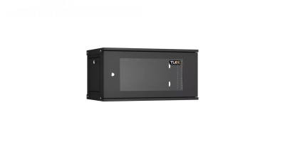 Шкаф настенный 6U, Ш600хГ350, 6U, Ш600хГ350, стеклянная дверь, цельнометаллические стенки, черный
