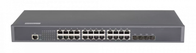 Управляемый коммутатор GIGALINK, L2++ Stack, 24*10/100/1000Мб/с BASE-T, 4*10Гбит/с SFP+, 1 RJ45 консольный порт, 1U 19", 220В